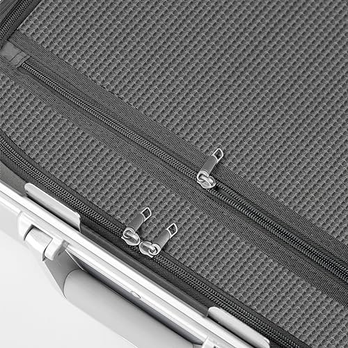 PRIMICIA GinzaTravel New Classic Aluminum Frame Fashion Bright Color Suitcase with TSA Lock No Zipper（Colorful Series）, Milky White, Checked-Large 28", New Classic Aluminum Frame Fashion Bright Color