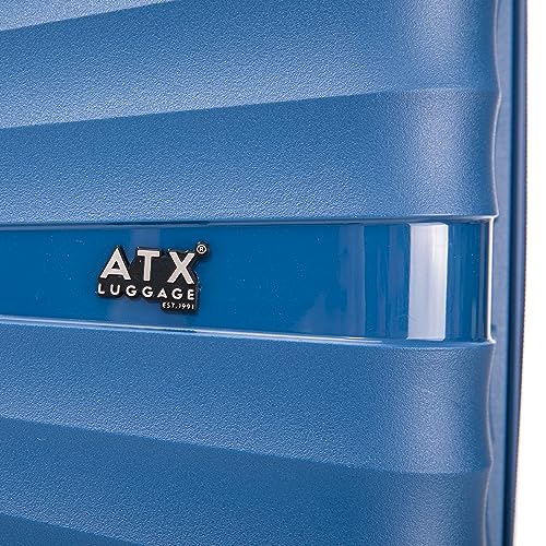 ATX Luggage Medium Suitcase Lightweight Durable Polypropylene Hard Shell Suitcase with 4 Dual Spinner Wheels and Built-in TSA Lock (Morrocan Blue, 24 Inches, 65 Liters)
