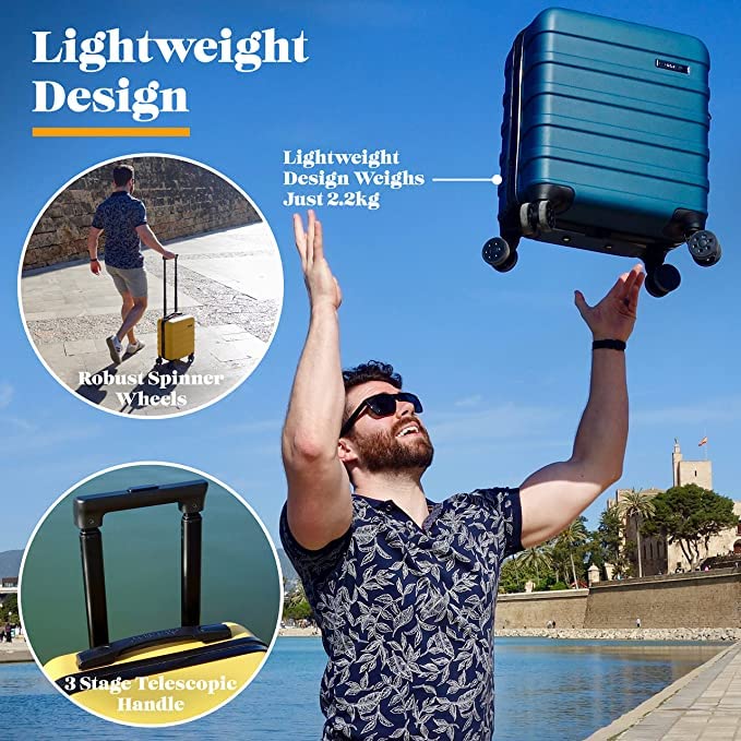 Cabin Max Anode Set of Two 45x36x20cm Lightweight Hand Luggage Suitable for Easyjet Under Seat (Tuscan Yellow/Graphite, 45x36x20)