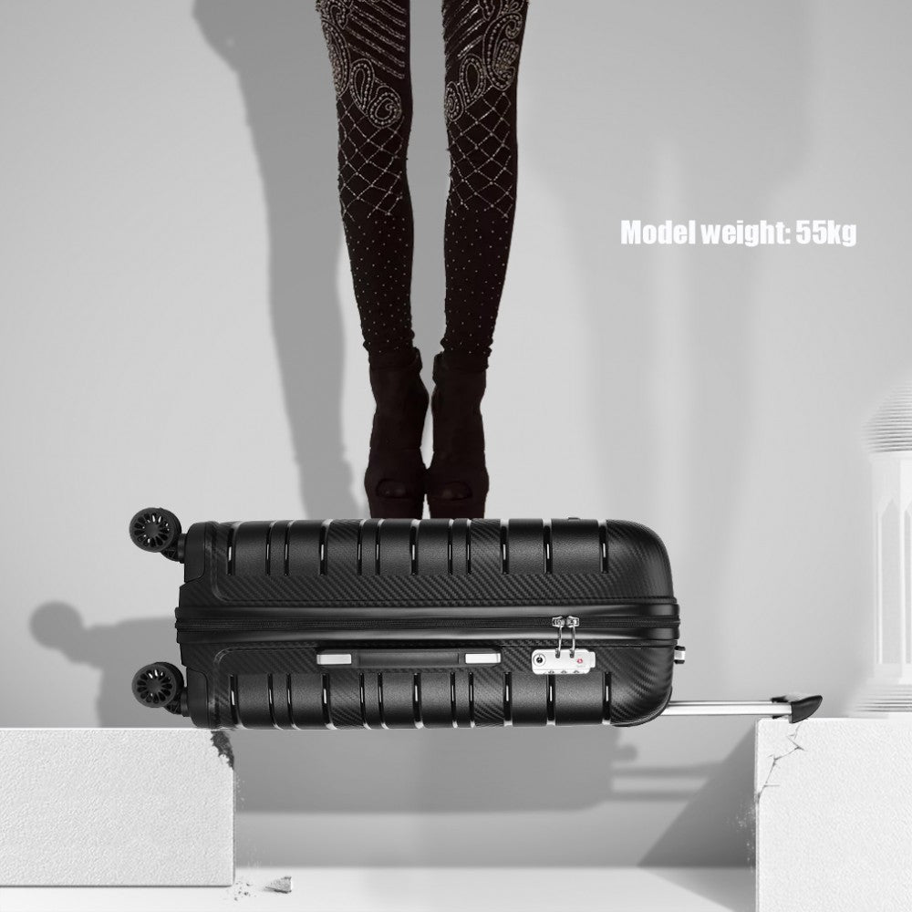 Kono 24 Inch Multi Texture Hard Shell Pp Suitcase - Classic Collection - Black