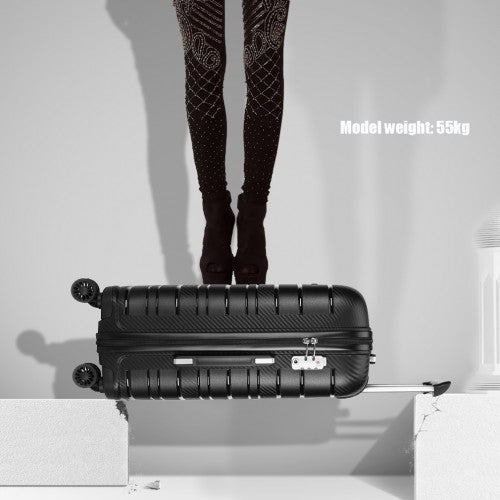 Kono 24 Inch Multi Texture Hard Shell Pp Suitcase - Classic Collection - Black