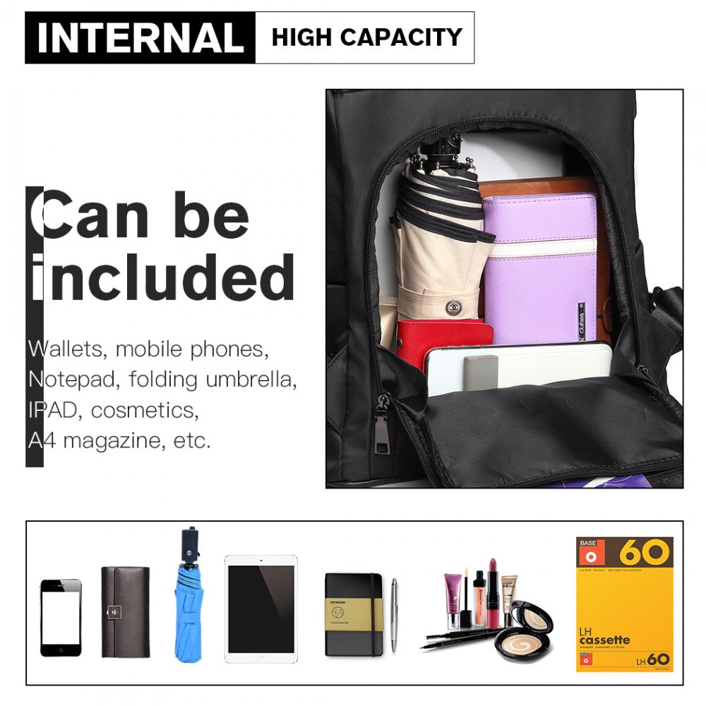 Miss Lulu Two Way Backpack Shoulder Bag With Pom Pom Pendant - Black