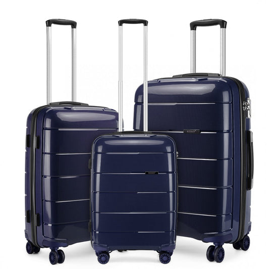 Kono 20/24/28” Hard Shell PP Suitcase Set - Navy