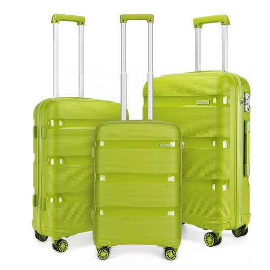 Kono Bright Hard Shell PP Suitcase 3 Pieces Set - Classic Collection - Green