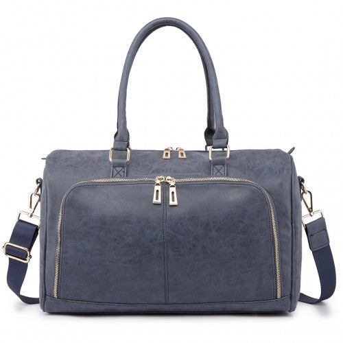 Miss Lulu Leather Look Maternity Changing Shoulder Bag Navy