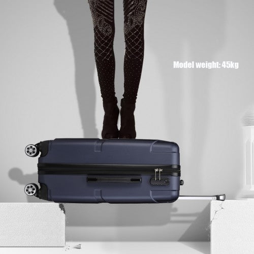 Kono 20-24-28” Bandage Effect Hard Shell Suitcase - Navy