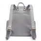Miss Lulu Pu Leather Multi-Pocketslarge Backpack Grey
