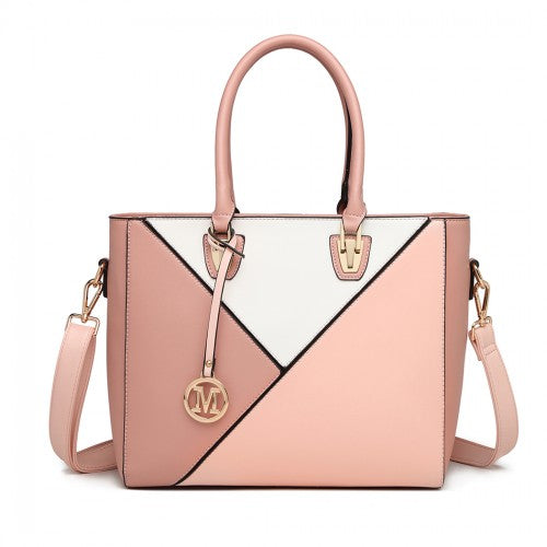 Miss Lulu Leather Look Geometric Ombre Handbag - Nude