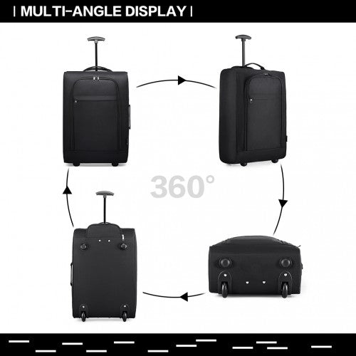 Kono Cabin Size Soft Shell Hand Luggage - Black