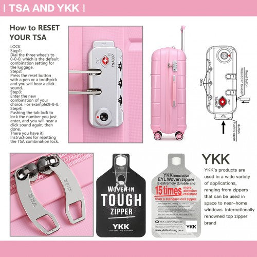 Kono 20./24/28” Hard Shell PP Suitcase Set - Pink