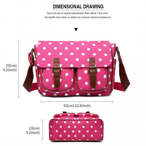 Miss Lulu Oil Cloth Satchel Polka Dot Plum