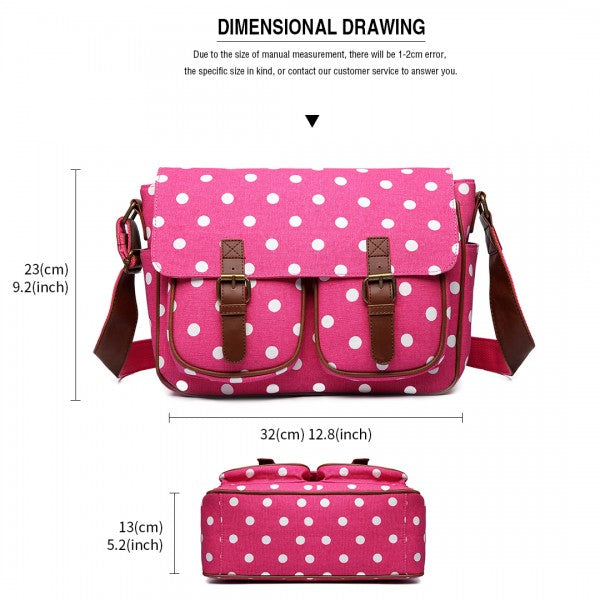 Miss Lulu Oil Cloth Satchel Polka Dot Plum