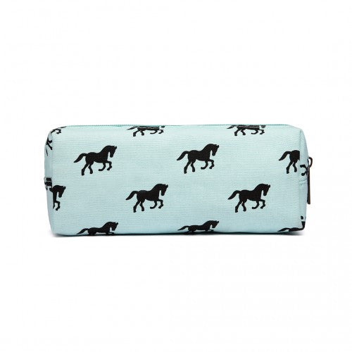 Miss Lulu Canvas Pencil Case Horse Blue