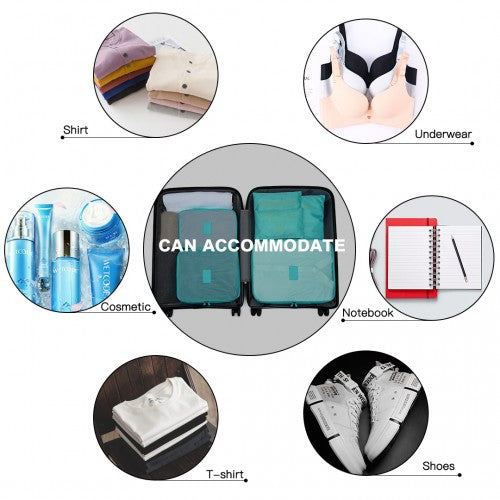 Kono 6 Piece Polyester Travel Luggage Organiser Bag Set - Blue