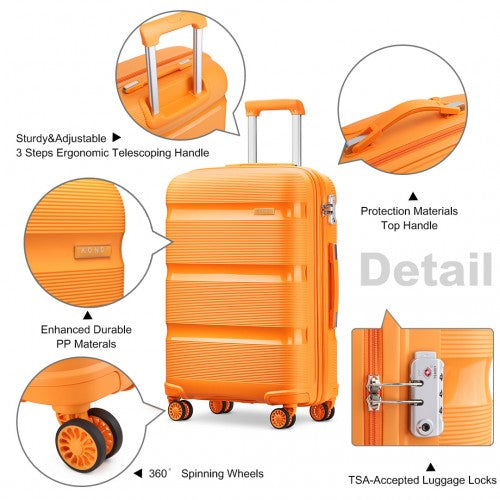 Kono 28 Inch Bright Hard Shell Pp Suitcase - Classic Collection - Orange