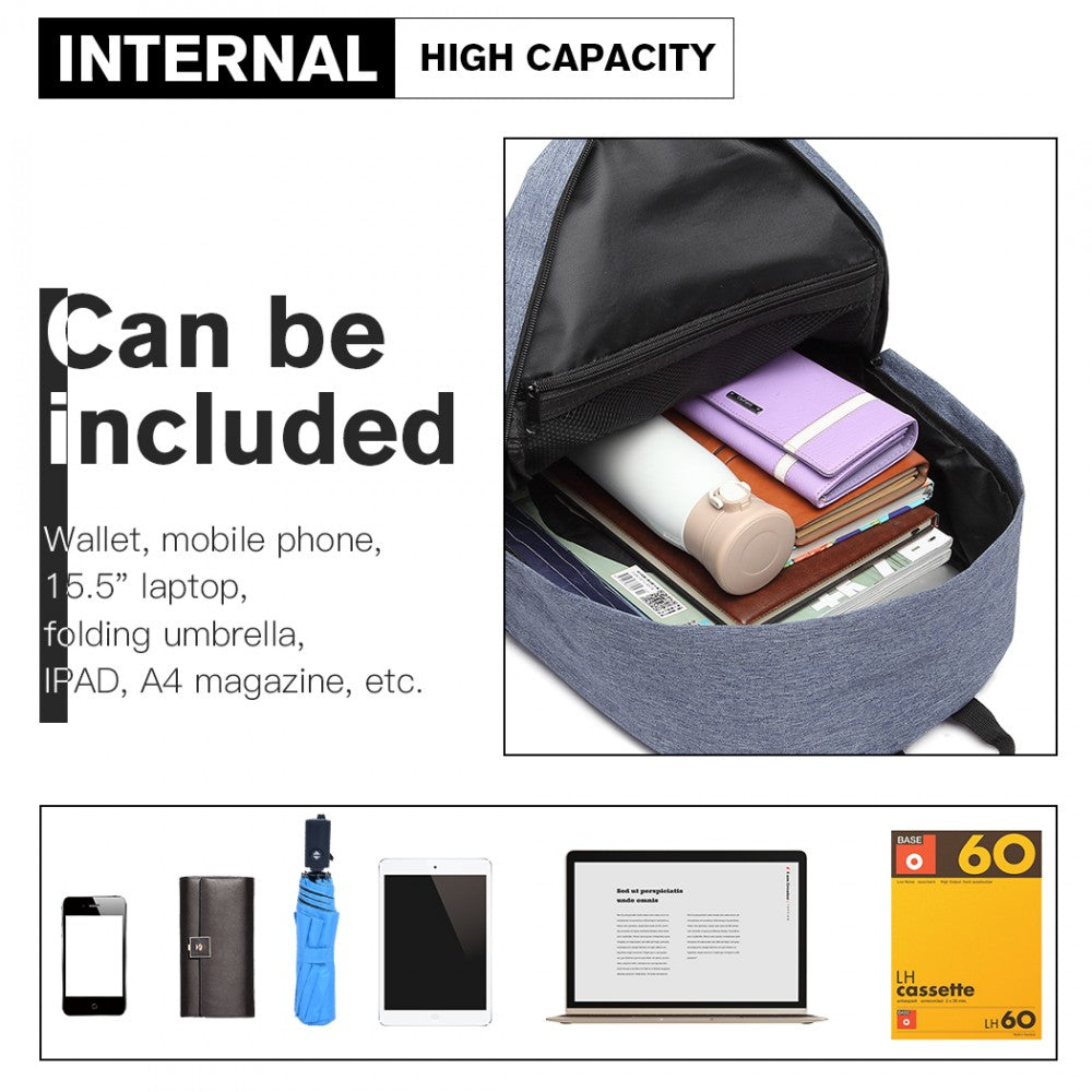 Kono Large Functional Basic Backpack - Blue