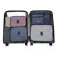 Kono 6 Piece Polyester Travel Luggage Organiser Bag Set - Navy Blue