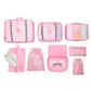 Kono 8 Piece Polyester Travel Luggage Organiser Bag Set - Pink