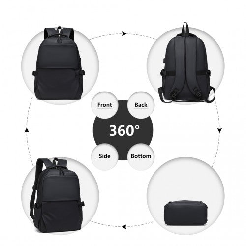 Kono Leisure Water-Resistant Functional Backpack - Black