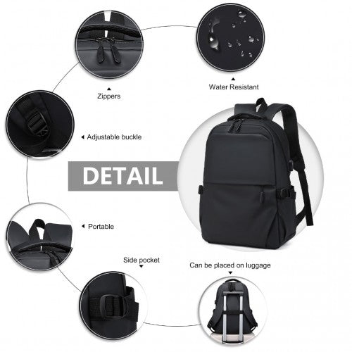Kono Leisure Water-Resistant Functional Backpack - Black