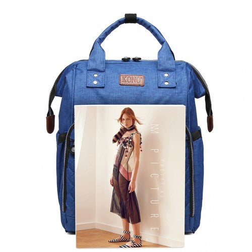 Kono Wide Open Designed Baby Diaper Changing Backpack - Blue