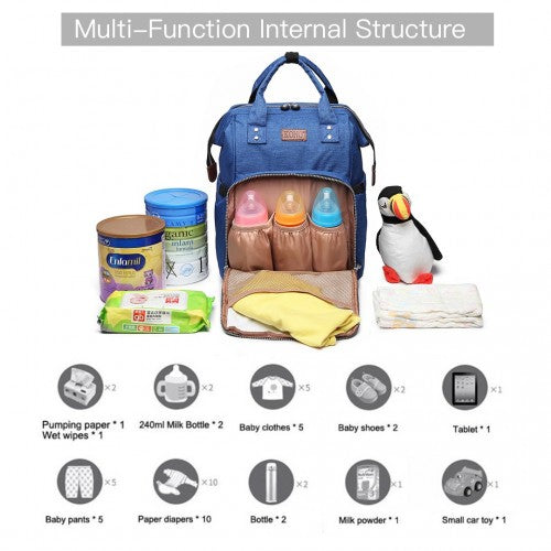 Kono Wide Open Designed Baby Diaper Changing Backpack - Blue