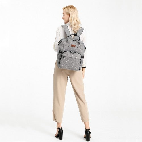 Kono Wide Open Designed Baby Diaper Changing Backpack Dot - Grey