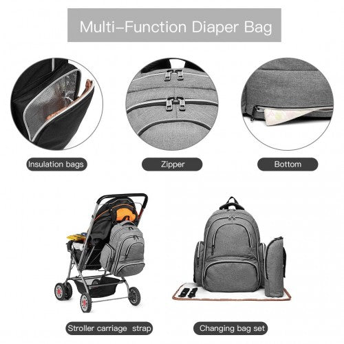 Kono Large Capacity Multi Function Baby Diaper Backpack Grey
