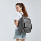 Miss Lulu Large Leather Look Backpack - Grey