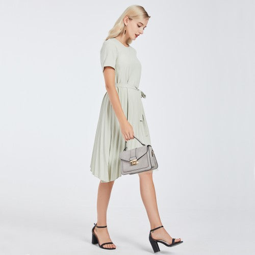 Miss Lulu Leather Look Midi Handbag - Grey