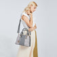 Miss Lulu Gingham Plaid Panel Shoulder Bag - Grey