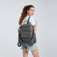 Miss Lulu Large Leather Look Backpack - Grey