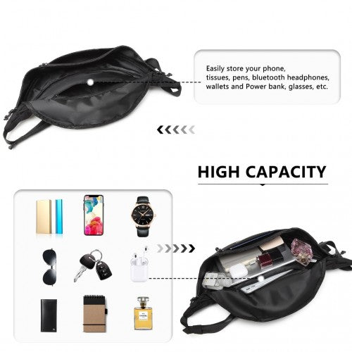 Kono Lightweight Fashion Sports Bum Bag For Men And Women - Black