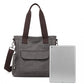 Kono Large Capacity Multi Compartment Canvas Crossbody Tote Bag - Grey