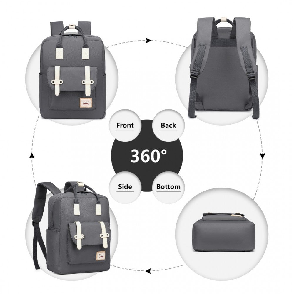 Kono Casual Daypack Lightweight Backpack Travel Bag - Grey