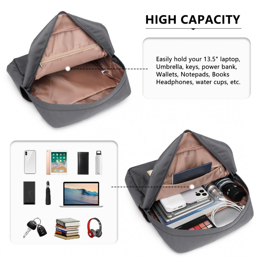 Kono Casual Daypack Lightweight Backpack Travel Bag - Grey