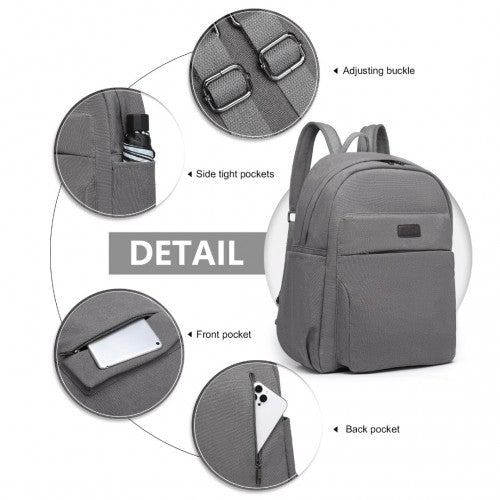 Kono Canvas Lightweight Casual School Backpack - Grey