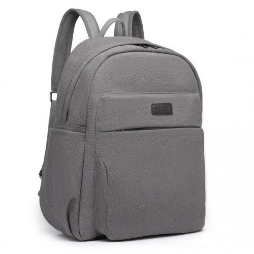 Kono Canvas Lightweight Casual School Backpack - Grey