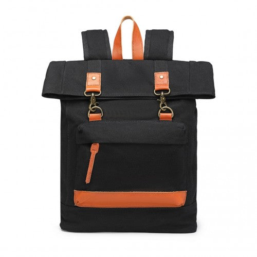 Kono Large Capacity Canvas Casual Travel Backpack - Black