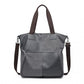 Kono Paneled Contrast Large Capacity Canvas Shoulder Bag - Grey