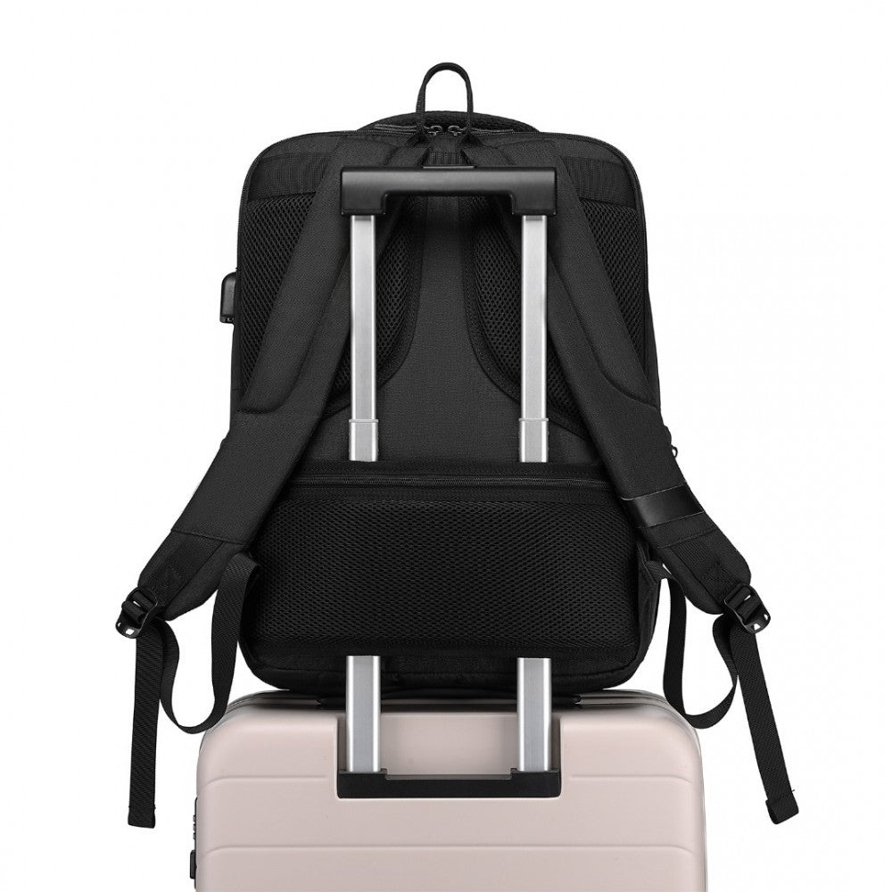 Kono Multi-Compartment Backpack With USB Port - Black