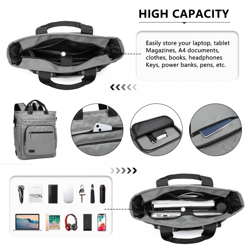 Kono Durable Waterproof Multi Men’s Backpack Shoulder Bag - Black