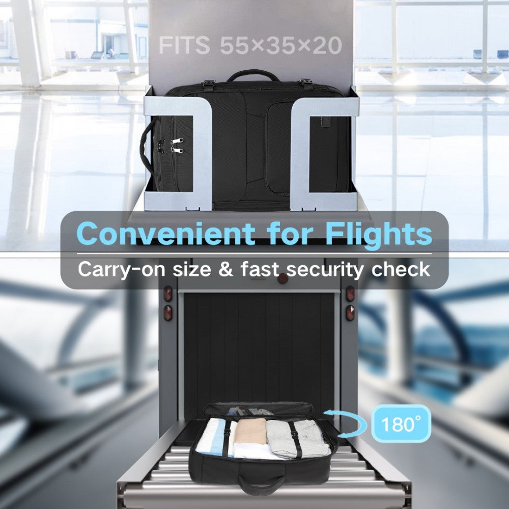 Kono Multifunctional Portable 39L Travel Backpack Cabin Luggage Bag - Black