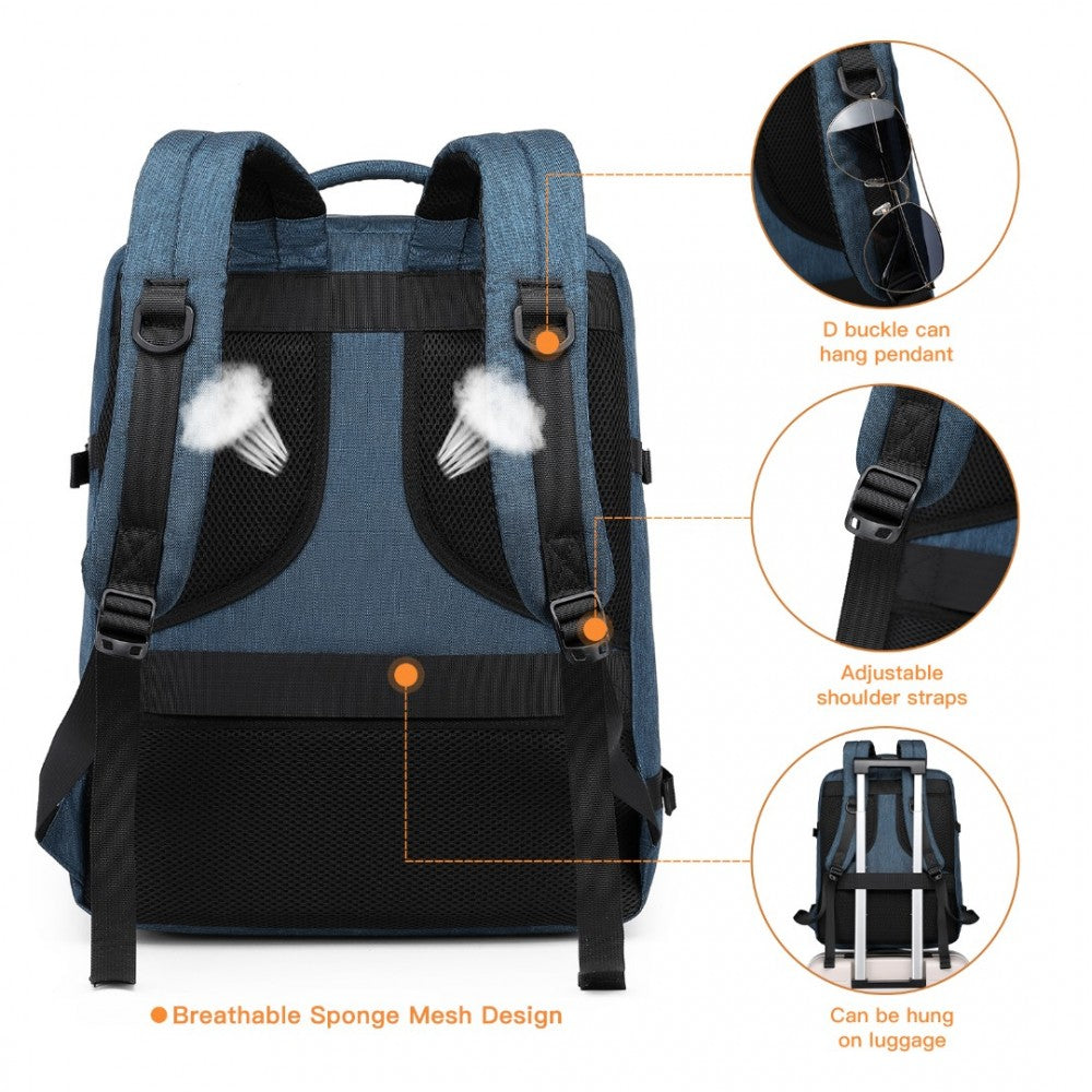 Kono Multi-Level High-Capacity Cabin Bag Travel 30L Backpack - Navy