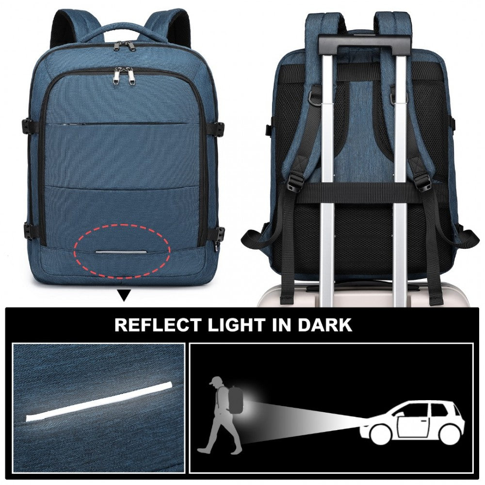 Kono Multi-Level High-Capacity Cabin Bag Travel 30L Backpack - Navy