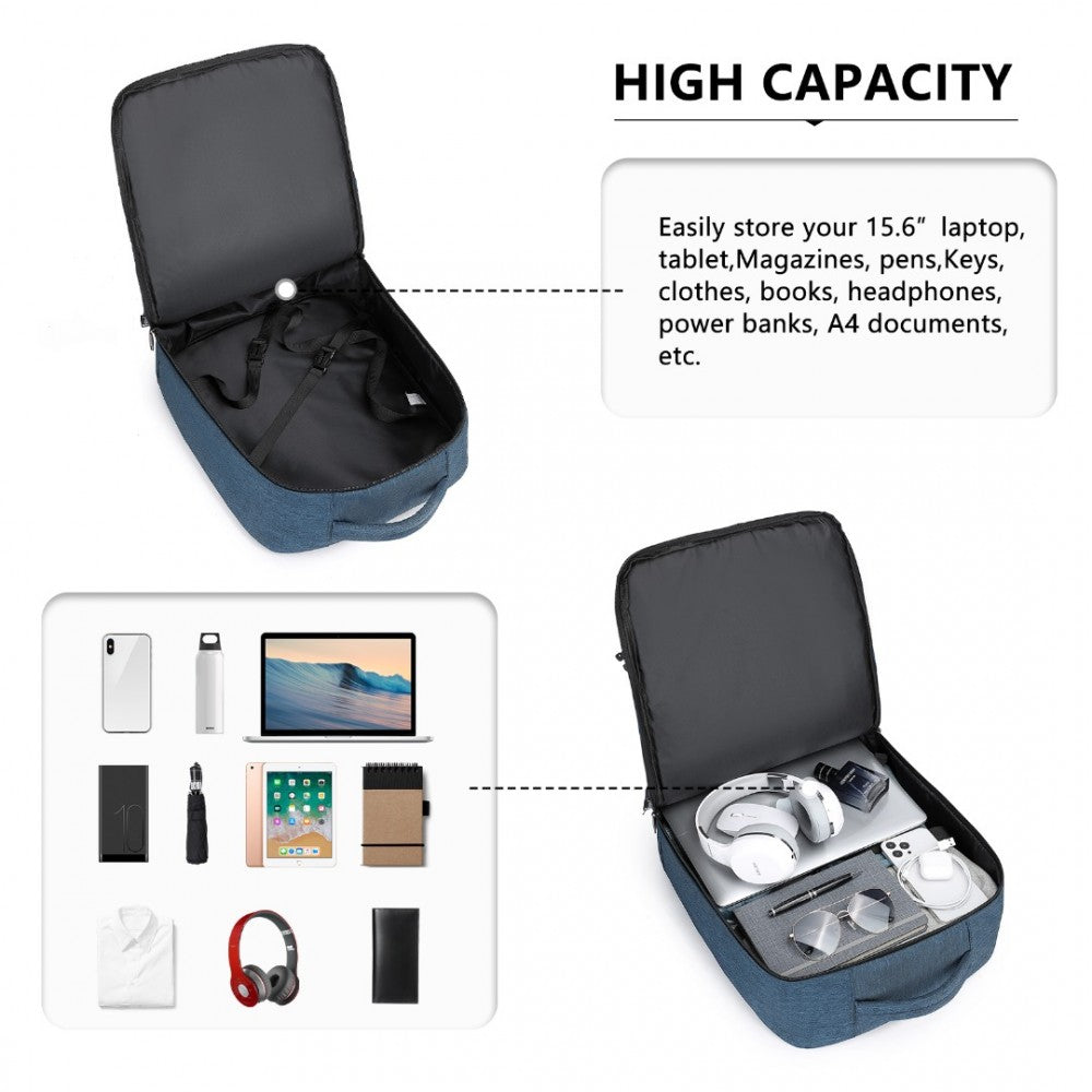 Kono Multi-Level High-Capacity Cabin Bag Travel 30L Backpack - Navy