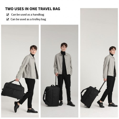 Kono Foldable Large Capacity Trolley Travel Bag - Black