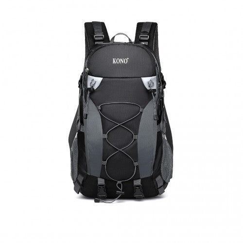 Kono Multi Functional Outdoor Hiking Backpack With Rain Cover - Black