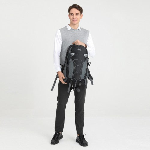 Kono Multi Functional Outdoor Hiking Backpack With Rain Cover - Grey