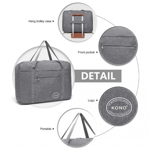 Kono Foldable Waterproof Storage Cabin Travel Handbag - Grey